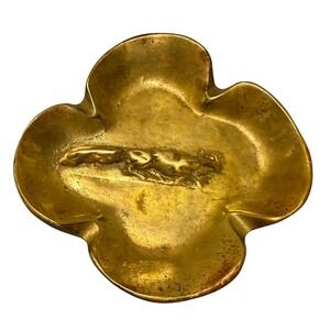 Virginia Metalcrafters Brass Fox Running Clover Trinket Dish Catchall 3-12 VM